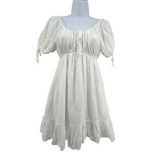 Thirty/Thirty L.A. Mini Dress Womens S White Milkmaid Cottagcore Romantic Puff